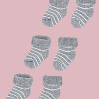 Set of three pairs of socks: Grey With White Stripe Stay on Towelling Premature Baby Socks Socks Little Mouse Baby Clothing & Gifts 