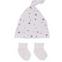 Premature Baby Knotted Hat and Socks Set - Grey Stars Hat, Mitts & Booties Set Little Mouse Baby Clothing & Gifts 