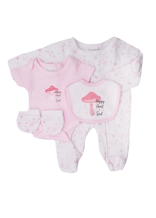 4 Piece Toadstool Set - Pink Outfit Tiny Baby 