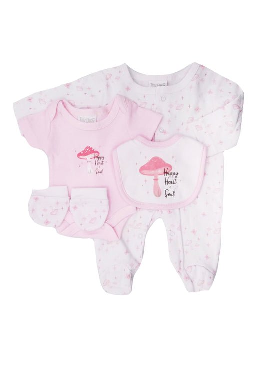 4 Piece Toadstool Set - Pink Outfit Tiny Baby 