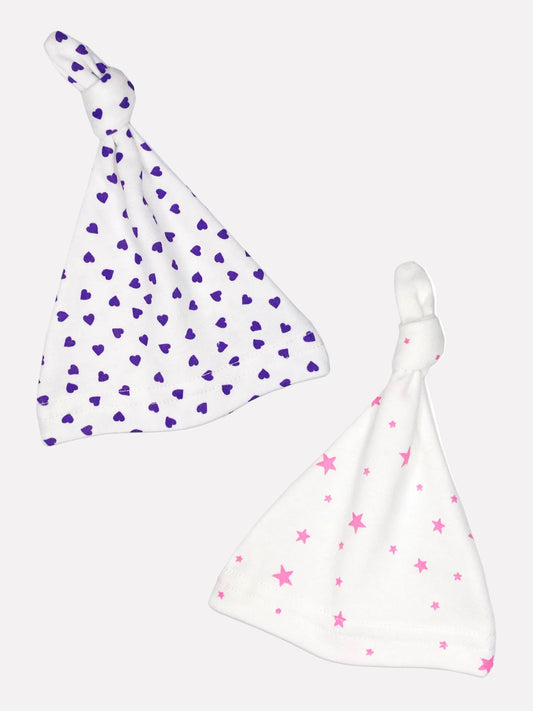 Purple Heart & Pink Star Knotted Prem Baby Hat Set Hat Little Mouse Baby Clothing & Gifts 