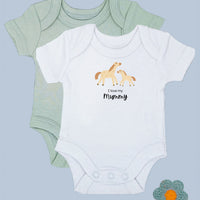 'I love Mummy' Horse Motif White Bodysuit & Plain Sage Bodysuit Set Bodysuit / Vest Little Dreamer 