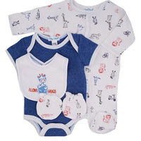 "I Love Hugs" 4 Piece Gift Set: Sleepsuit, vest, mitts & bib Outift Tiny Chick 