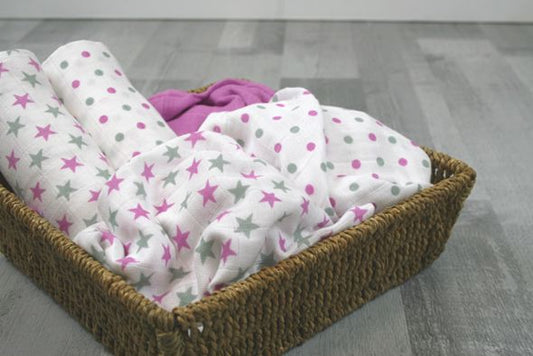 100% Pure Cotton Muslin - 70cm x 70cm - Stars (One Muslin) Muslinz