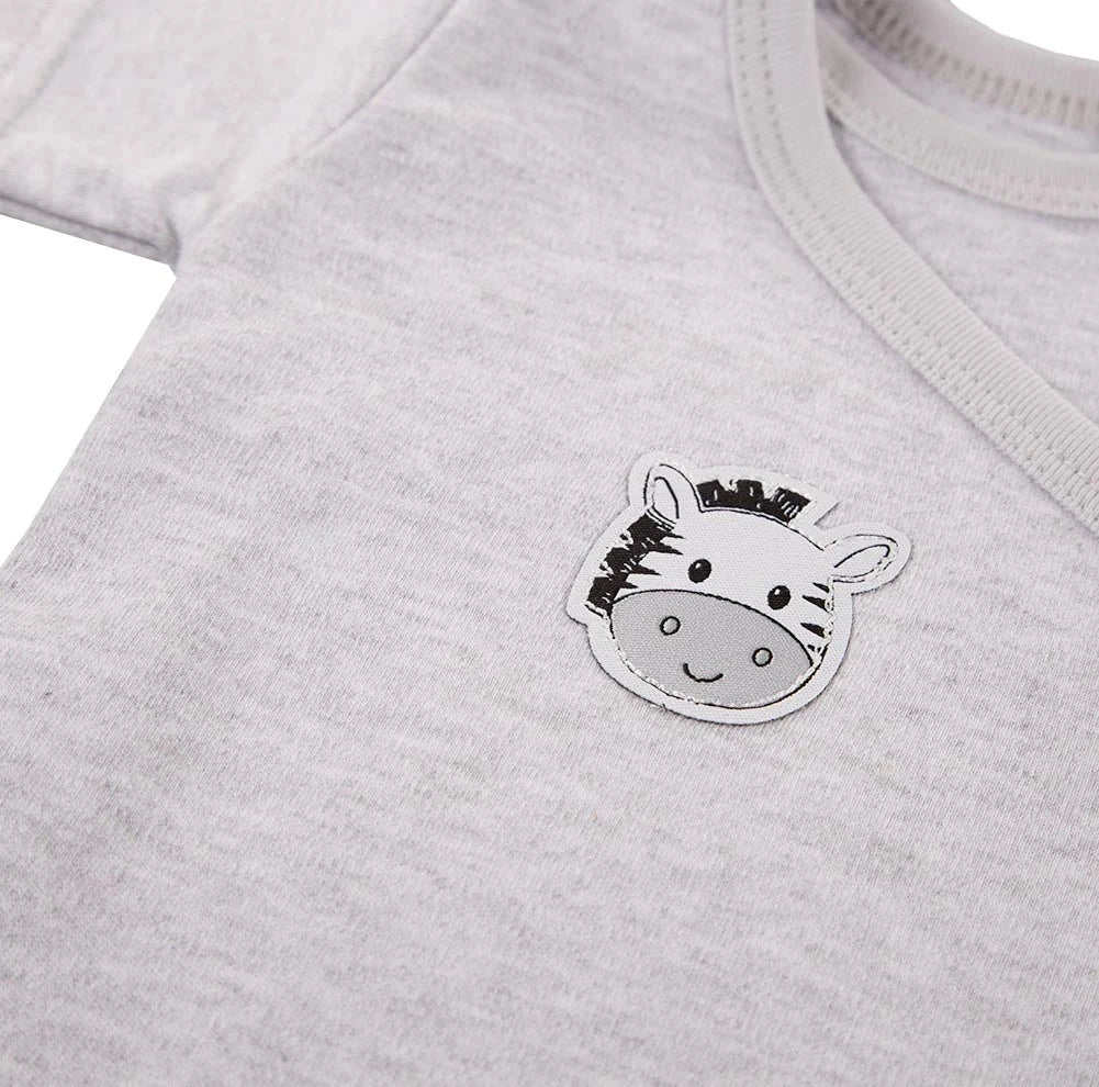 Short Sleeved Bodysuit, Cute Zebra Design - Grey Bodysuit / Vest EEVI 