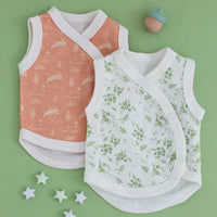 2 Pack Incubator Vest Set, Leaping Bunnies & Apple Floral, 100% Organic Cotton Set/Multipack Tiny & Small 