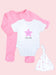 Bright Pink Zipped Sleepsuit, 'Little Star' Motif Bodysuit, Pink Star Hat and Socks Set. Set Little Dreamer 