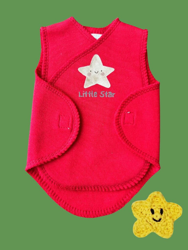 My First Christmas Incubator Vest, Red , Organic Cotton - Little Star Bodysuit / Vest Tiny & Small 