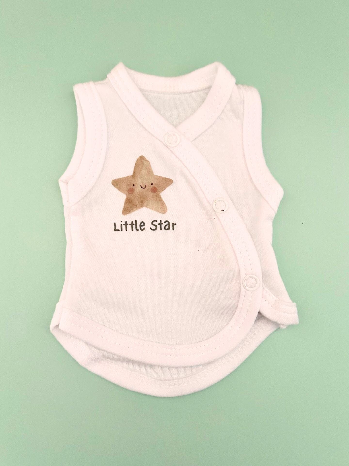 My First Christmas Incubator Vest, White , Organic Cotton - Little Star - Bodysuit / Vest Tiny & Small 