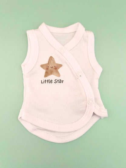 My First Christmas Incubator Vest, White , Organic Cotton - Little Star - Bodysuit / Vest Tiny & Small 
