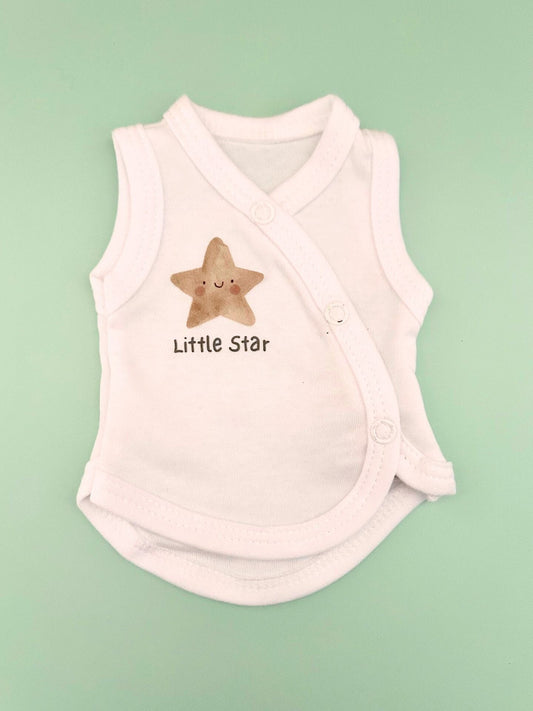 My First Christmas Incubator Vest, White , Organic Cotton - Little Star - Bodysuit / Vest Tiny & Small 