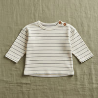 Long Sleeve Stripe Top, Whisper White - Organic Cotton Top / T-shirt Noppies 