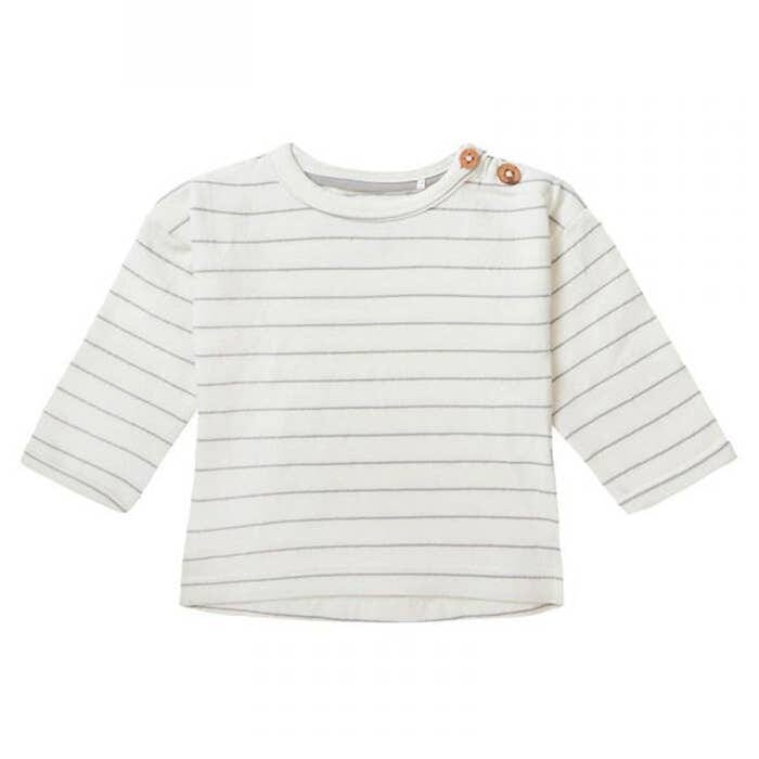 Long Sleeve Stripe Top, Whisper White - Organic Cotton Top / T-shirt Noppies 