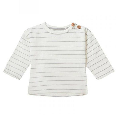 Long Sleeve Stripe Top, Whisper White - Organic Cotton Top / T-shirt Noppies 