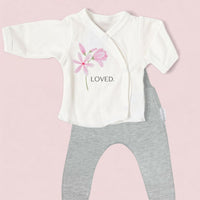 100% Cotton Premature Top & Trouser Set - Pink Geranium Choice of trousers Top & Trousers Tiny & Small 3-5lb Grey Trousers 