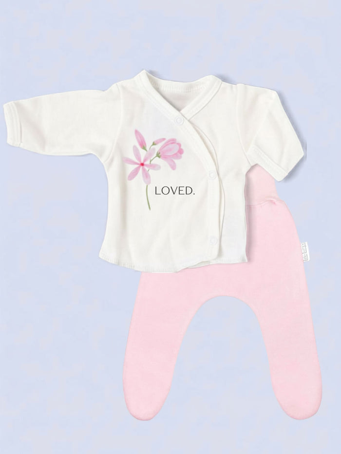 100% Cotton Premature Top & Trouser Set - Grey or Pink Trousers