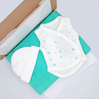 Mint Stars Gift Box - Incubator Vest, Hat & Muslin Little Mouse Baby Clothing & Gifts