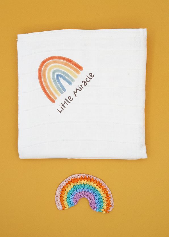 'Little Miracle' 100% Pure Cotton Muslin - 70cm x 70cm Muslin Little Mouse Baby Clothing & Gifts 