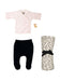 The Monochrome Gift Box - Top & Trouser Set & Swaddle Blanket Gift Set Little Mouse Baby Clothing & Gifts 