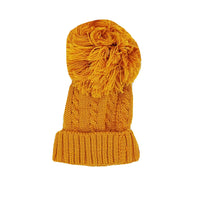 Mustard Cable Knitted Pom Pom Hat Hat Little Mouse Baby Clothing and Gifts Ltd 