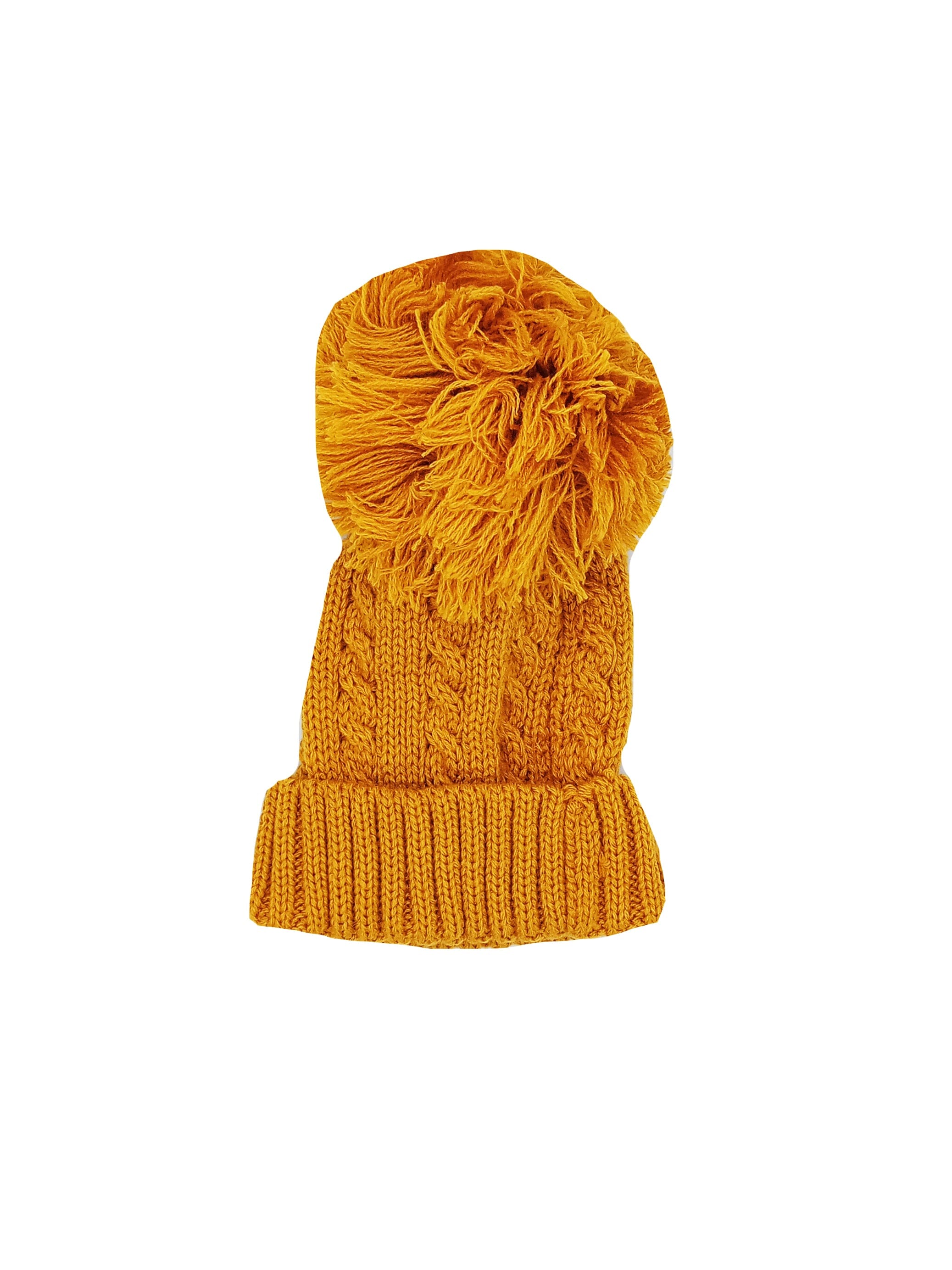 Mustard Cable Knitted Pom Pom Hat - Hat - Little Mouse Baby Clothing and Gifts Ltd