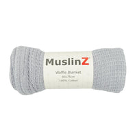 100% Pure Cotton Grey Waffle Blanket - 90cm x 75cm - Blanket Muslinz 