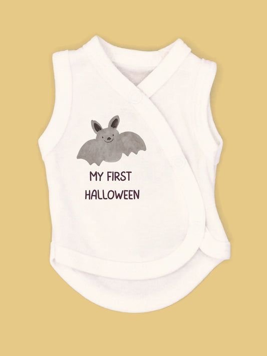 My First Halloween - Bat Incubator Vest, White, 100% Cotton