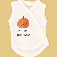 My First Halloween - Pumpkin Incubator Vest, White, 100% Cotton