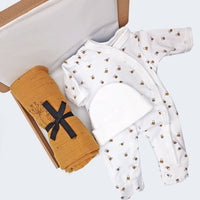 Nature Time Gift Box - Sleepsuit, Hat & Muslin Gift Set Little Mouse Baby Clothing & Gifts 