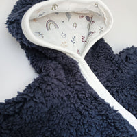 Tiny & Small Fluffy Pramsuit - Navy with Acorn Wood Fabric Hood Snowsuit / Pramsuit Tiny & Small 