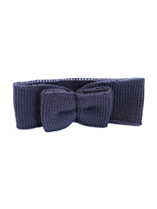 Knitted Headband With Bow, Navy Blue Headband La Manufacture de Layette 