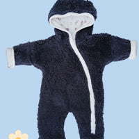 Tiny & Small Fluffy Pramsuit - Navy with Acorn Wood Fabric Hood Snowsuit / Pramsuit Tiny & Small 