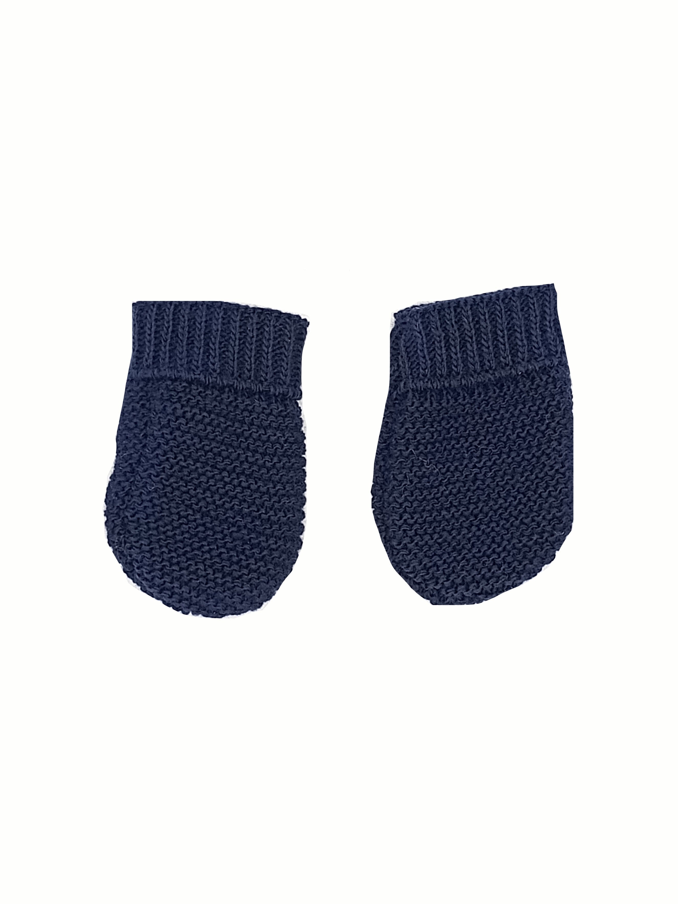 Tiny Baby Navy Knitted Gloves/Mittens - Mittens - La Manufacture de Layette