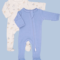 2 Pack Zipped Sleepsuits - Dinosaurs in Space