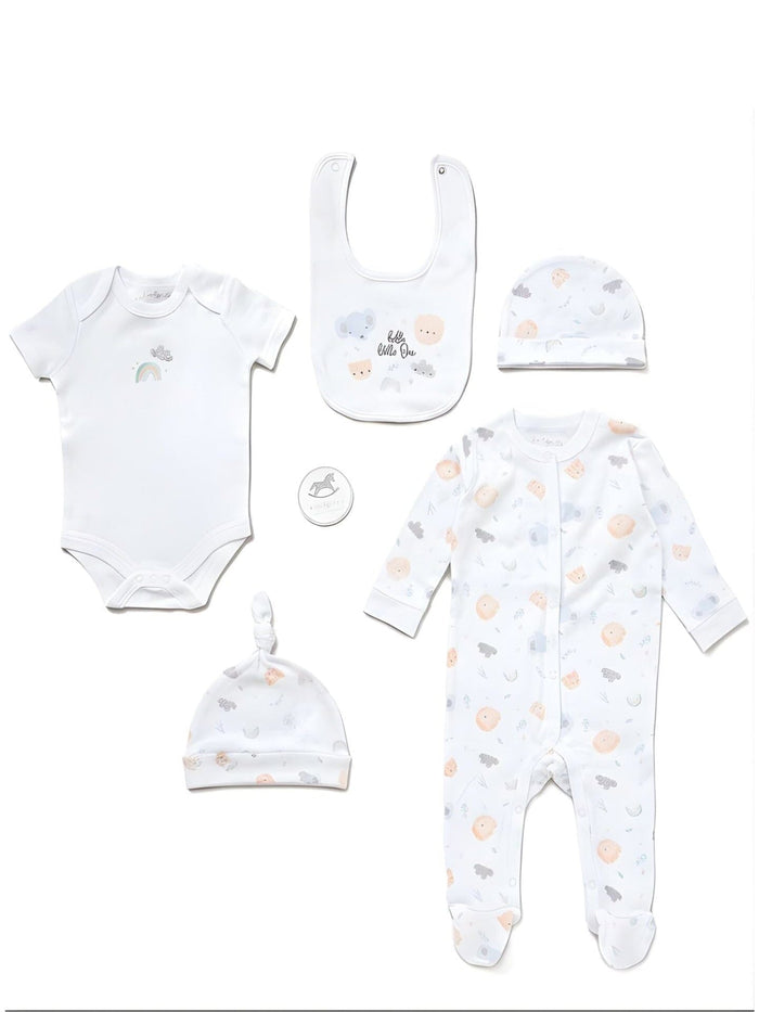 'Hello Little One Animals' 5 Piece Layette Gift Set.
