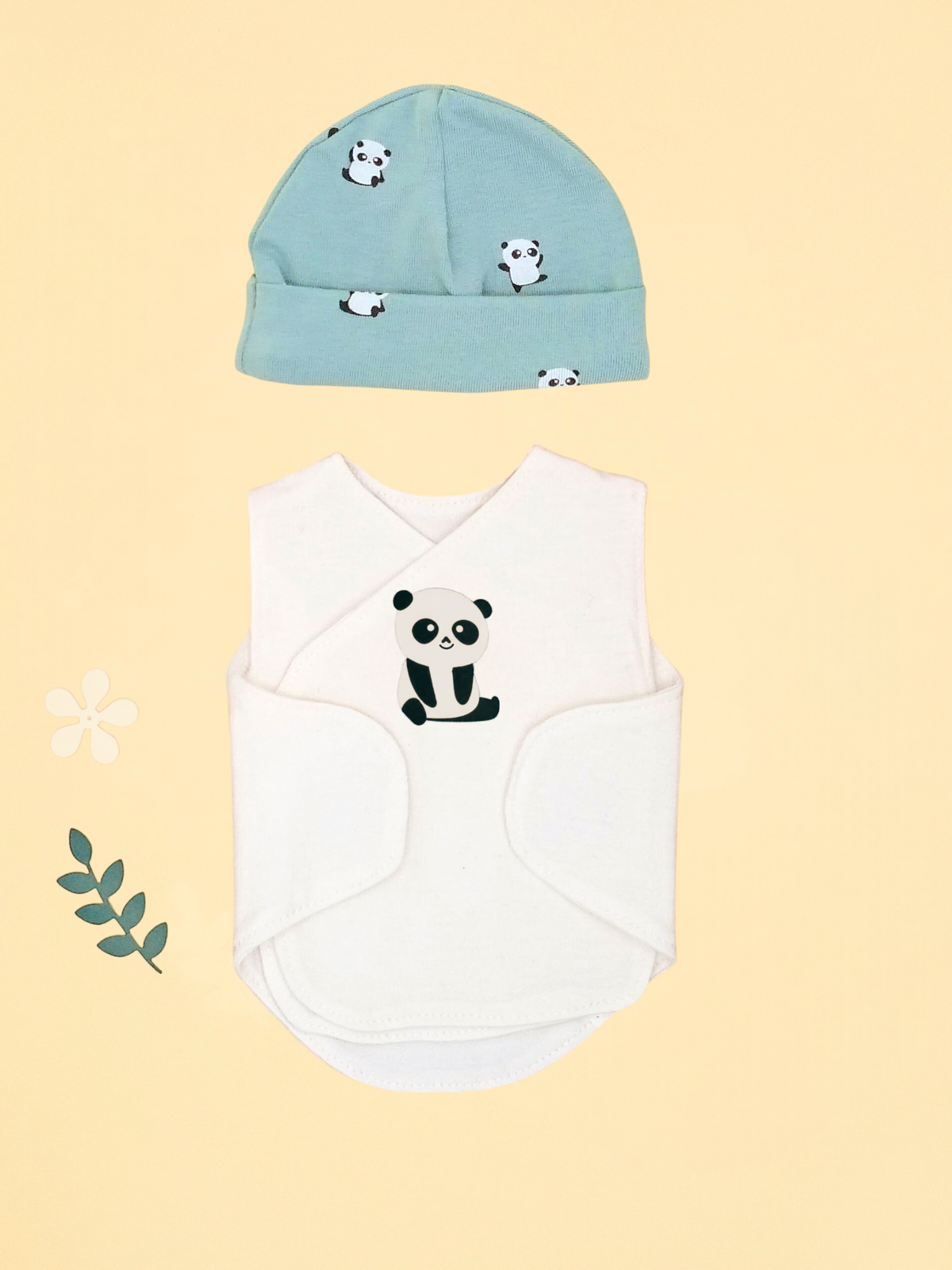 Organic Cotton Incubator Vest and Hat Set - Cuddly Panda