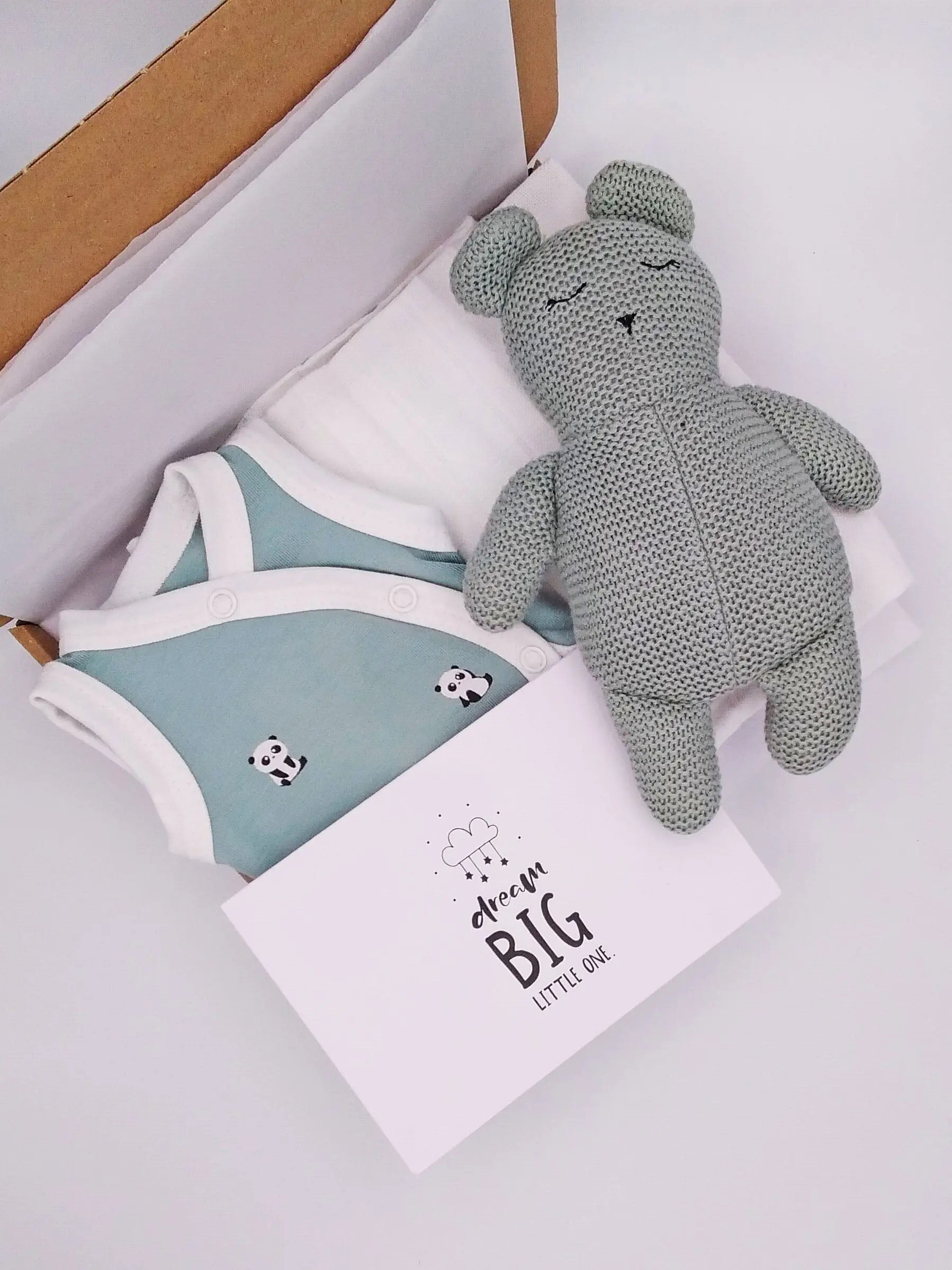 Cute Panda Gift Box - Incubator Vest, Toy, Muslin & Card Gift Set Tiny & Small 