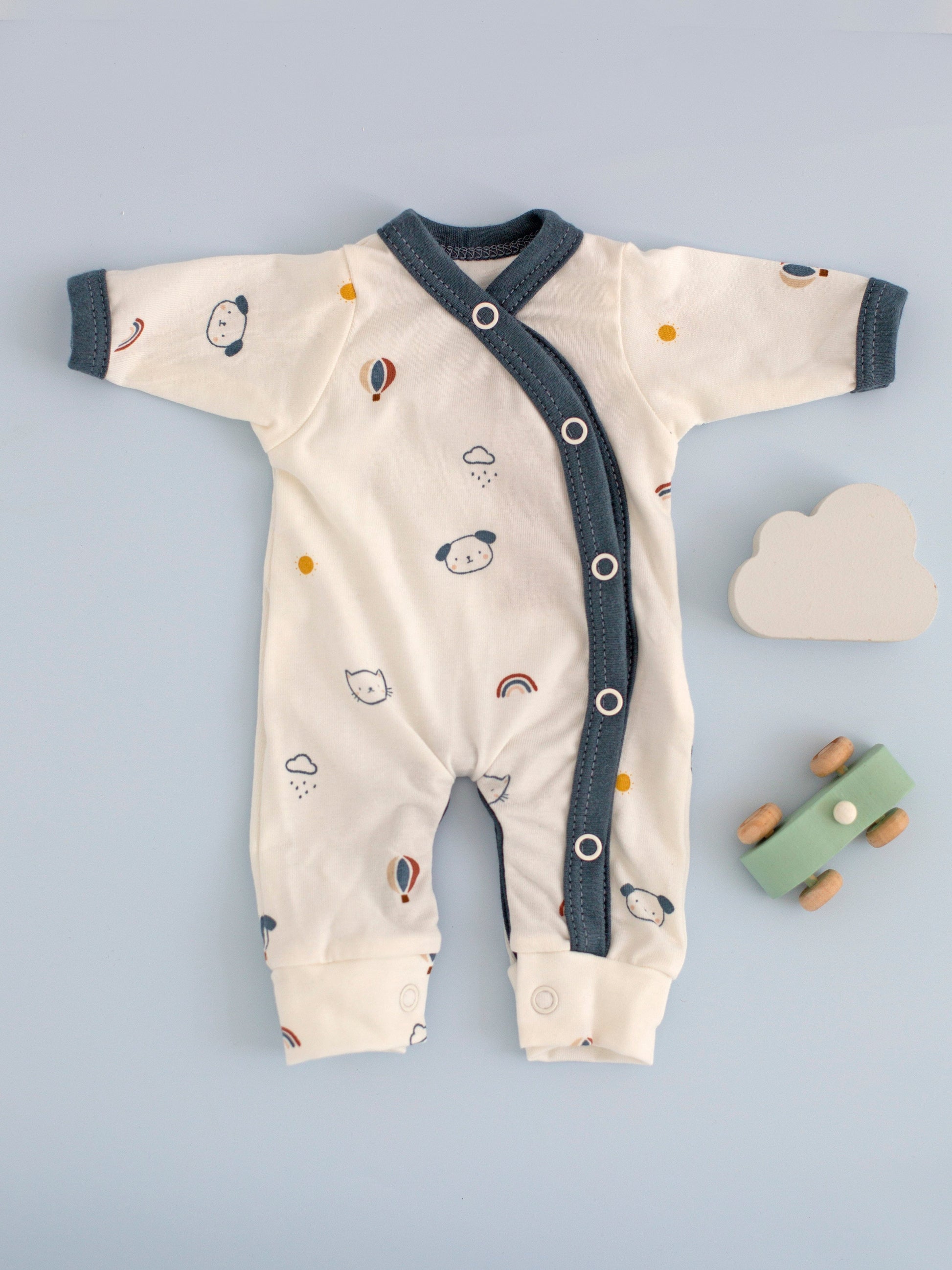 Prem Baby Sleepsuit, Pet Pals Navy Blue