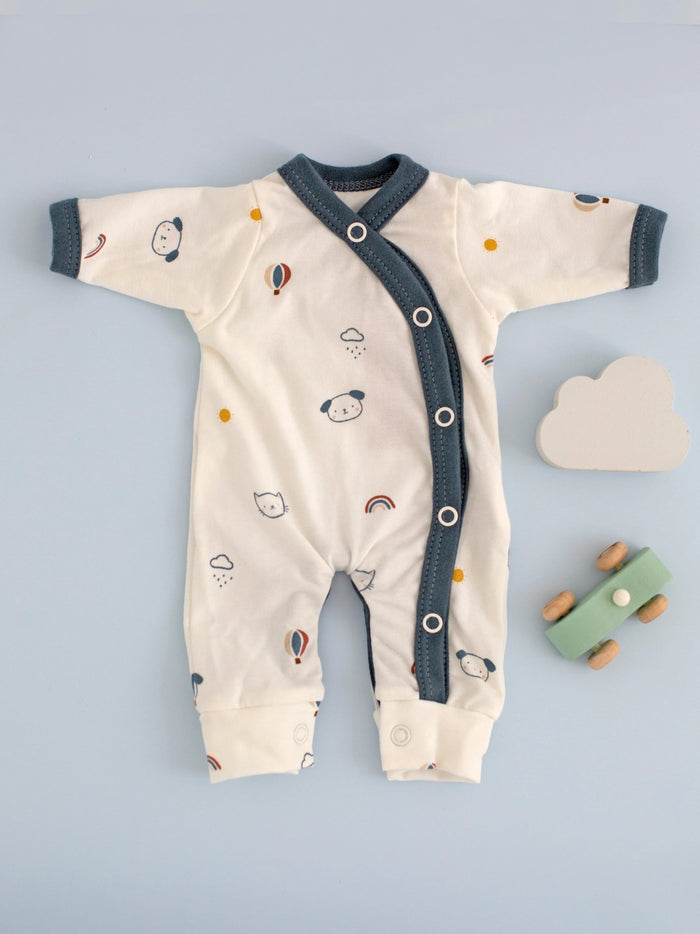 Prem Baby Sleepsuit, Pet Pals - Navy Blue