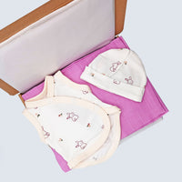 Flower Bunny Gift Box - Incubator Vest, Hat & Muslin Gift Set Little Mouse Baby Clothing & Gifts 