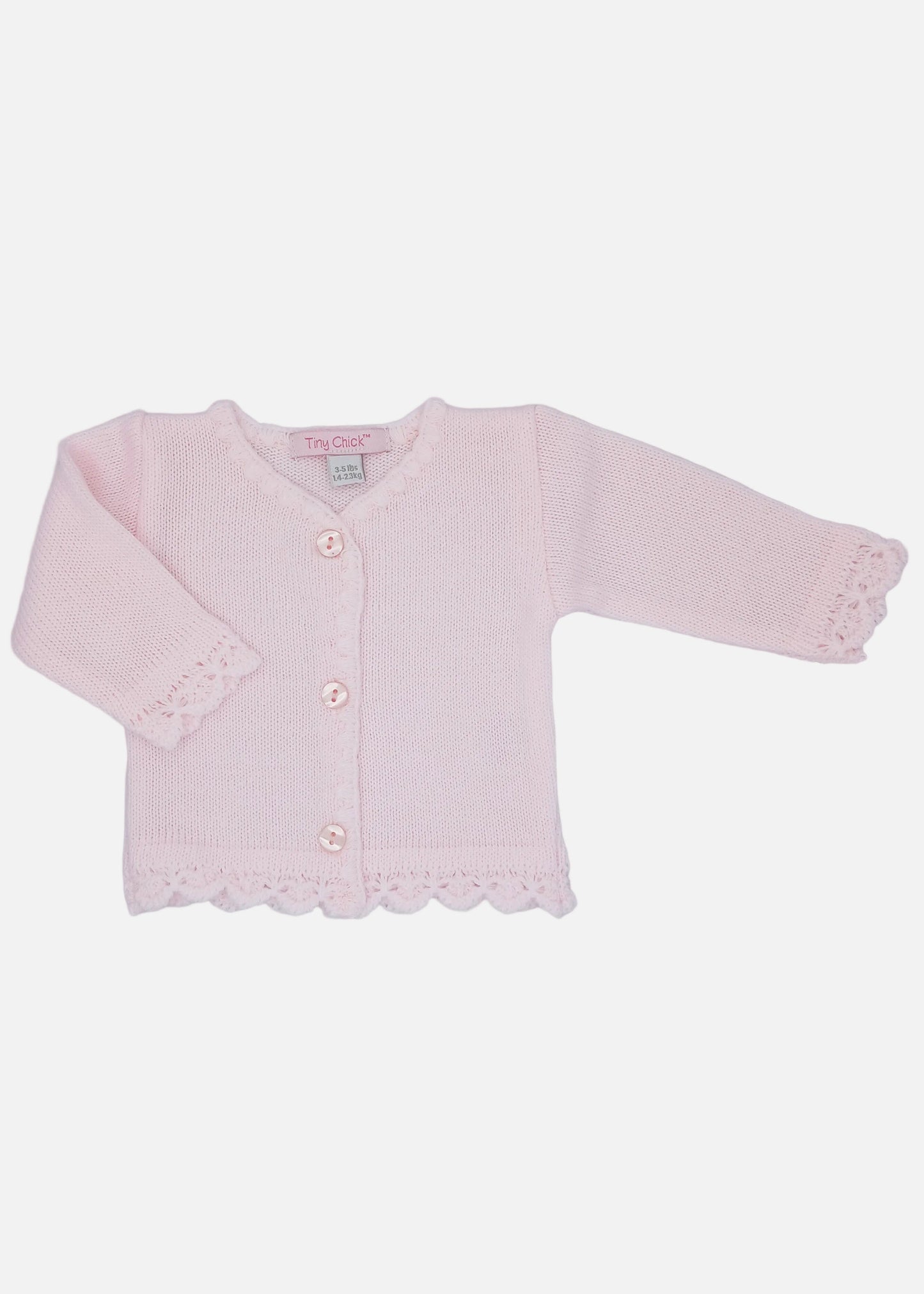 Knitted Pale Pink Round Necked Cardigan Cardigan / Jacket Tiny Chick 