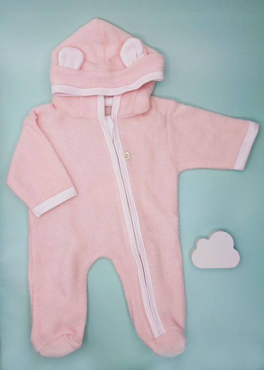 Pink Fleece Pramsuit Snowsuit / Pramsuit Little Lumps 