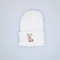 Premature Baby White Knitted Hat With Pink Rabbit Embroidery Little Mouse Baby Clothing & Gifts