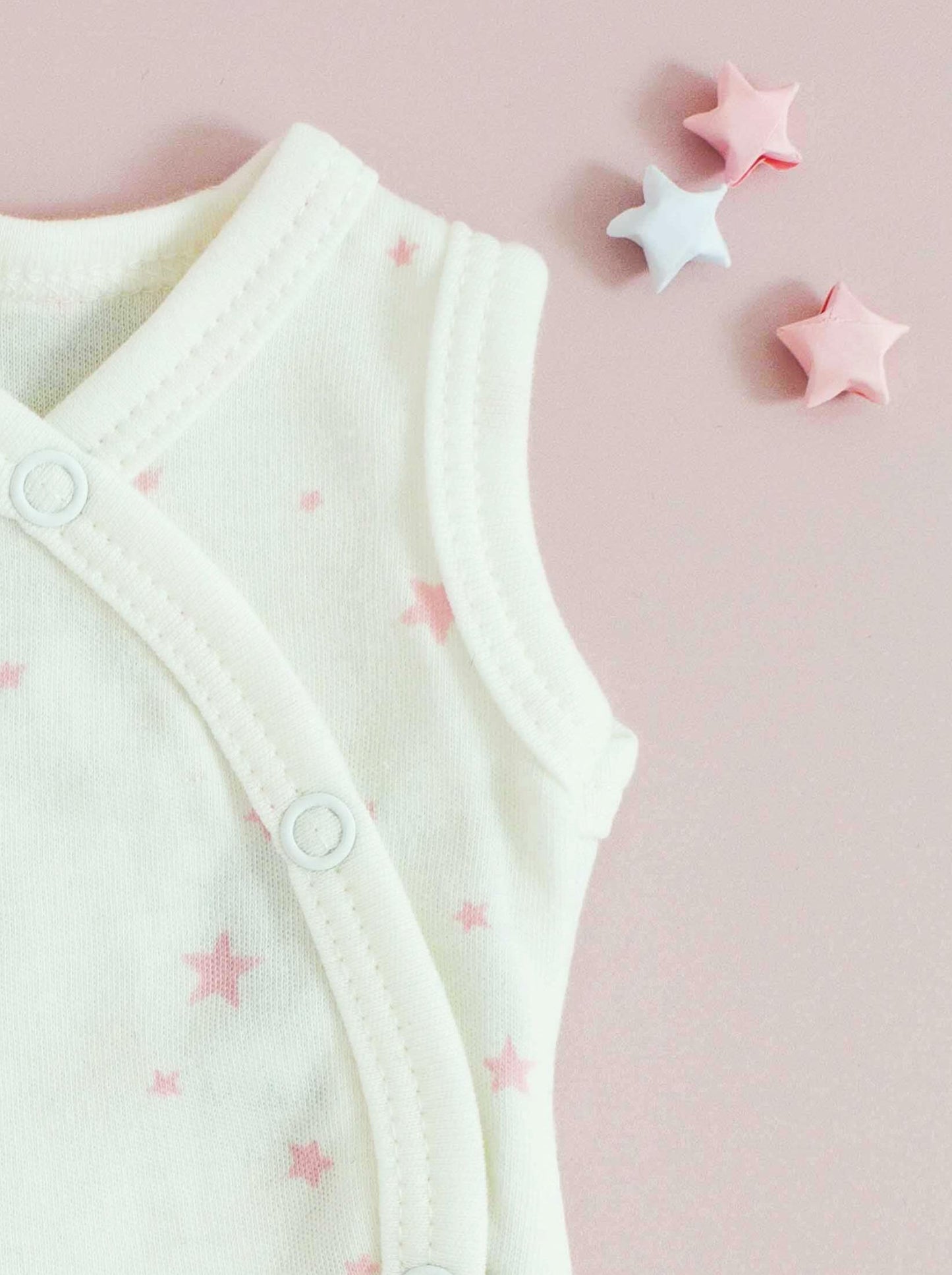 Incubator Vest, Pink Stars, Premium 100% Organic Cotton Tiny & Small