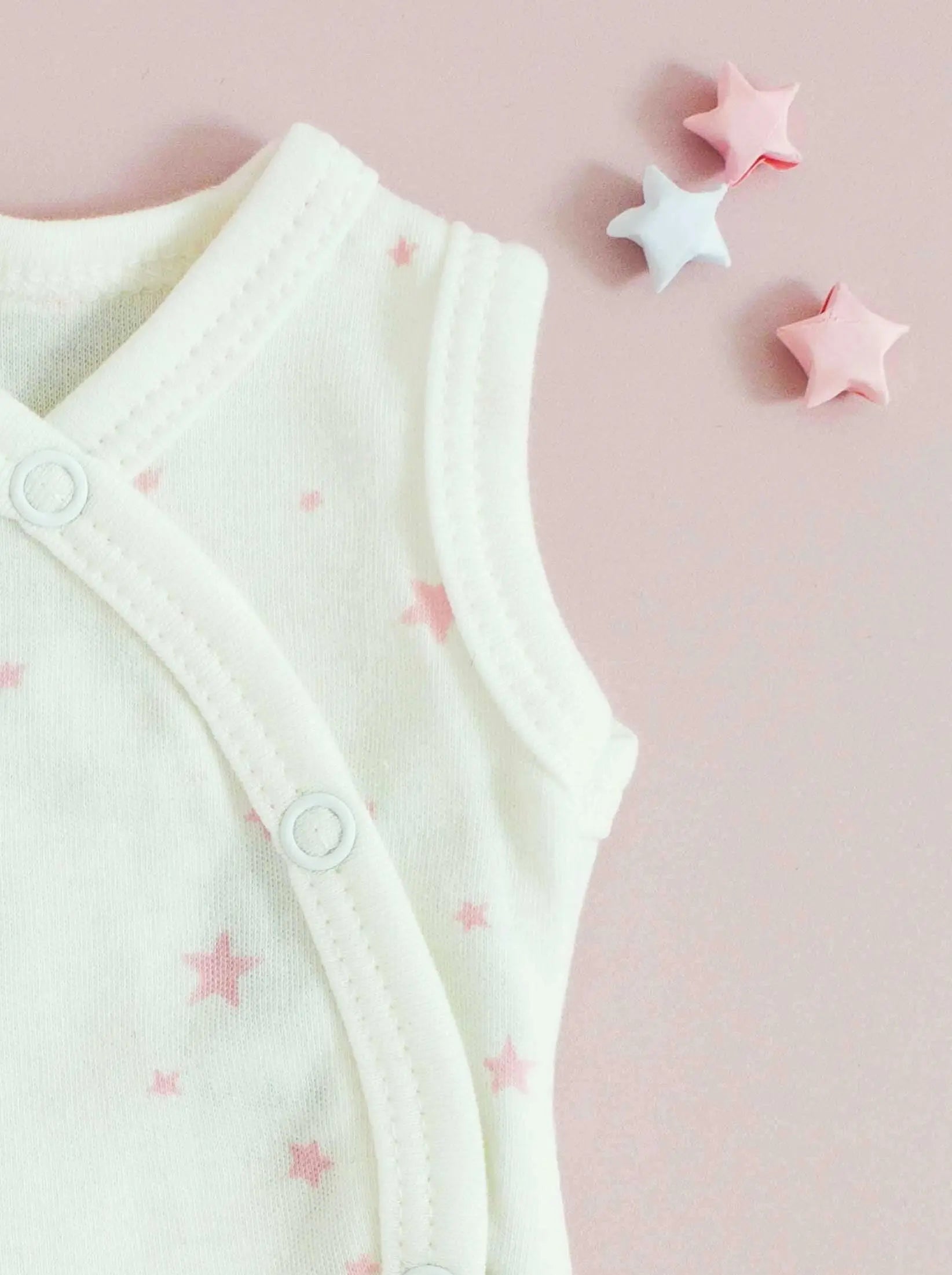 Incubator Vest, Pink Stars, Premium 100% Organic Cotton Tiny & Small