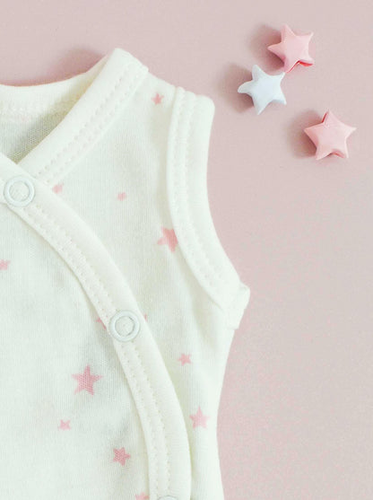 Incubator Vest, Pink Stars, Premium 100% Organic Cotton Tiny & Small