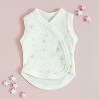 Incubator Vest, Pink Stars, Premium 100% Organic Cotton Bodysuit / Vest Tiny & Small 