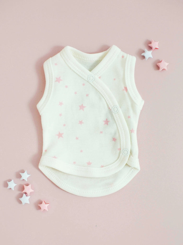 Incubator Vest, Pink Stars, Premium 100% Organic Cotton