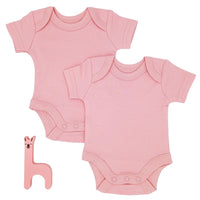 2 Pack 100% Organic Cotton Baby Bodysuit with Capped Sleeves - Pink Little Dreamer