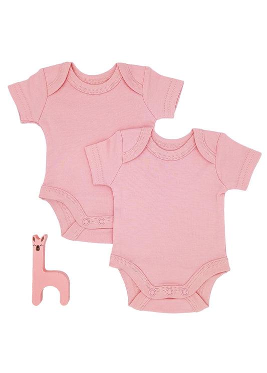 2 Pack 100% Organic Cotton Baby Bodysuit with Capped Sleeves - Pink Bodysuit / Vest Little Dreamer 